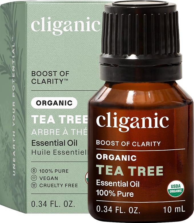 Cliganic Organic Tea Tree Essential Oil, 100% Pure Natural, for Aromatherapy | Non-GMO Verified