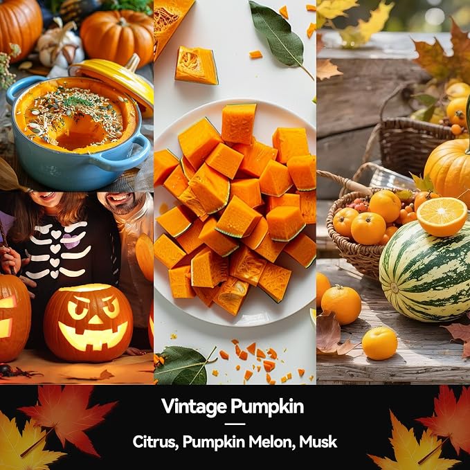 Vintage Pumpkin Candle – Warm Holiday Pumpkin Scent, Cozy Christmas Winter Seasonal Candles for Home, Hand-Poured Soy Candles for Christmas Décor & Cozy Gifting