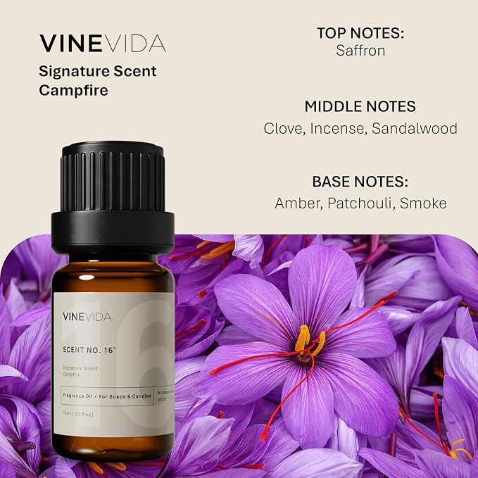 VINEVIDA [0.33oz] Campfire Fragrance Oil for Candle & Soap Making - Made in USA Candle Scents - Natural Fragrance Oil