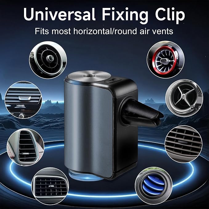 Car Air Freshener Diffuser,Smart Car Aroma Diffuser Air Freshener Spray Automatic with 10PCS Cologne Aromatherapy Oil (Grey)