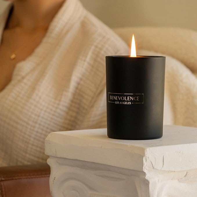 Benevolence LA Premium Charcoal Scented Candle – Long-Lasting, 45-Hour Burn – Luxury Black Wax Soy Candle for Home – Aromatherapy & Room Decor – 10oz