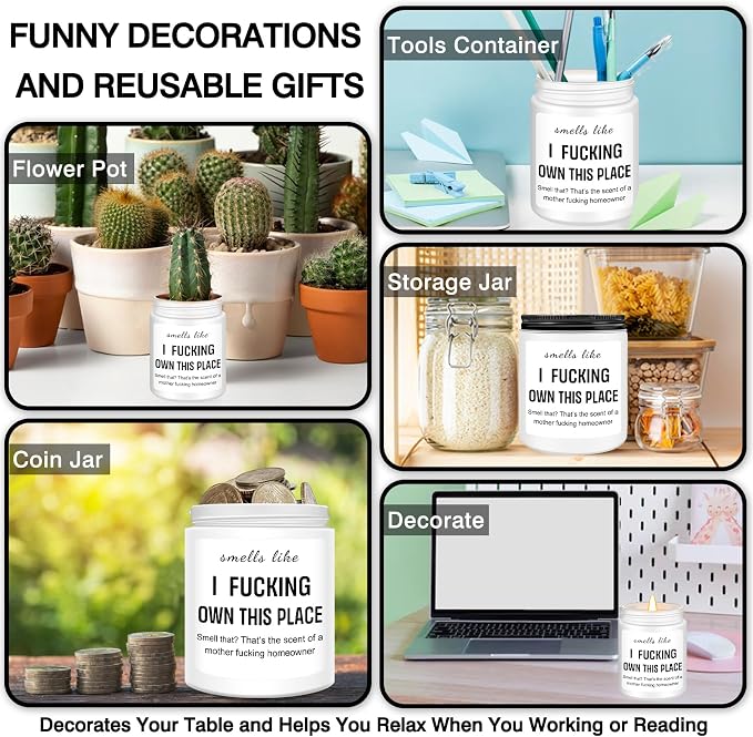 Homsolver House Warming Gifts New Home, Funny Housewarming Gifts for Women, Men, Neighbor, New Homeowner, Apartment, House Warming Party Lavender Candles Decor Gift Ideas