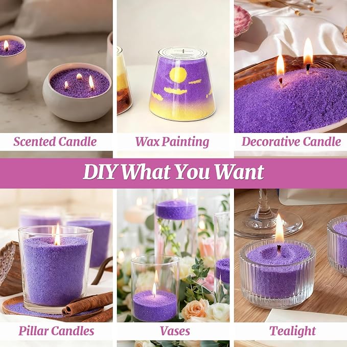 Pearled Candles Sand and 30 Wicks 18Oz-Cinnamon Scented NonToxic Luxury Long Lasting Refillable Pearled Powder Candles 120 Hours-Candle Beads Sand Wax Kit for Candle Making Wedding Party Decor