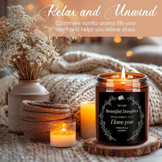 Happy Birthday Gifts for Women Men - Sending Love Hugs Relaxing Birthday Candle for Mom Sister Girlfriend Bestie Daughter Aunt - Best Gift for Her - Cashmere Vanilla Scented Soy Jar Candle
