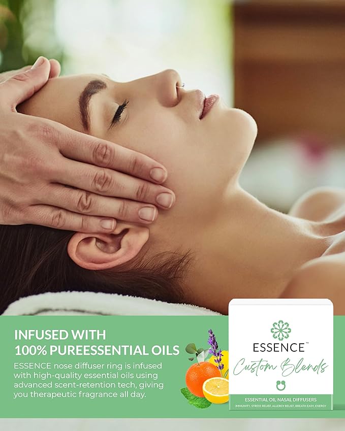 HONÉ Essence Nasal Diffuser Custom Blends Bundle – Essential Oil Silicone Nose Rings for Energy, Immunity, Stress & Allergy Relief – Wearable Aromatherapy for Daily Wellness & Relaxation