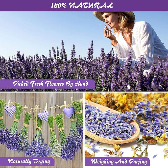 SACATR 16 Bags Dried Flowers,100% Natural Dried Flowers Herbs Kit for Soap Making, DIY Candle Making,Bath - Include Rose Petals,Lavender,Don't Forget Me,Lilium,Jasmine,Rosebuds and More