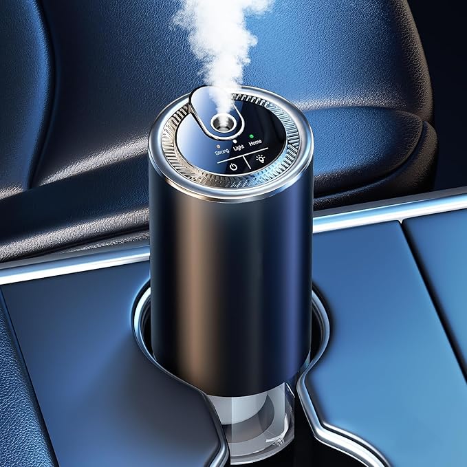 Smart Car Air Freshener Diffuser with Starry Sky Projection, 50ml/1.8OZ Perfume Car Diffuser, 6 Months Long-Lasting Fragrance, RGB Music-Sync Lights, Intelligent Auto On/Off, Mahogany Teakwood