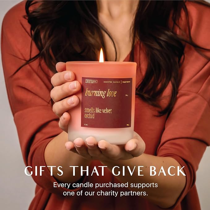 Benevolence LA Burning Love Scented Candles | 10 oz, 40-50 Hour Burn, Love Candle for Women | Romantic Gifts for Women and Men | Gift for Husband, Wife, Girlfriend | Christmas Candles - Velvet Orchid