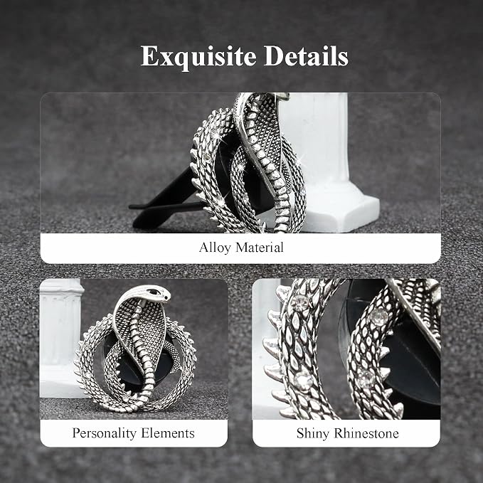 ORIESSE Snake Car Accessories,1pc Cobra Air Vent Clips Car Air Freshener, Silver Snake Badges Decals Dashboard Decor,Rhinestone Vehicle Decorations for Jeep Truck