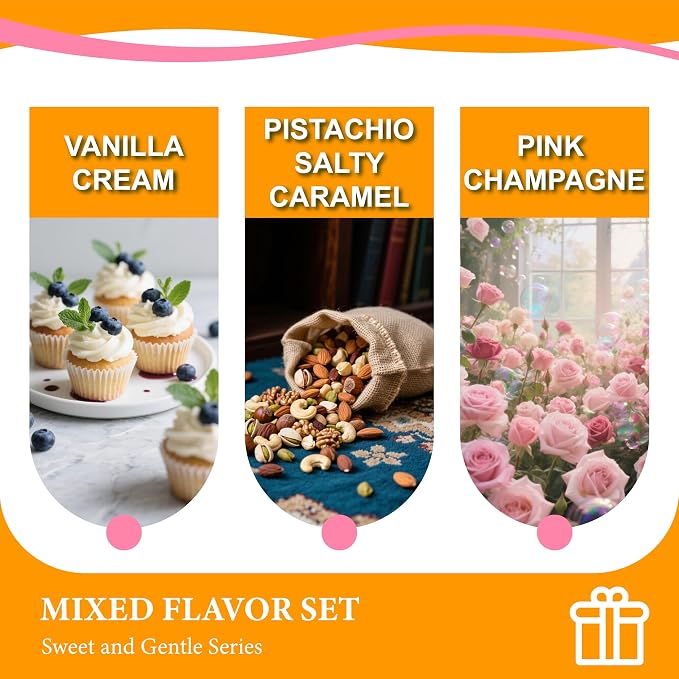 Hanging Car Air Freshener (Pack of 3) : Luxury Car Perfume for Women Men | Cute & Reusable Bottle with 45+ Days Long-Lasting Fragrance Oil Diffuser, Vanilla Cream & Pink Champagne & Pistachio