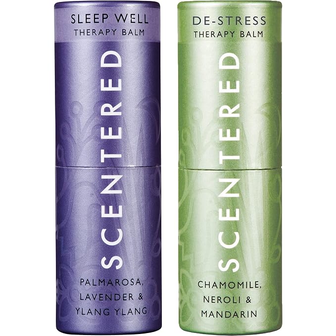 Scentered Aromatherapy Balm Sticks for Sleep & Stress-Relief - Roll On Essential Oil Blends of Lavender & Chamomile - Aromatherapy Gifts for Women - Sleep Well & De-Stress