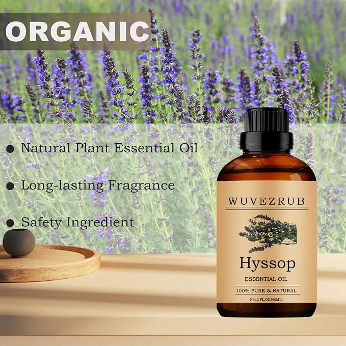 Hyssop Essential Oil, 60ML Pure and Natural for Aromatherapy Diffuser - 2 Fl Oz