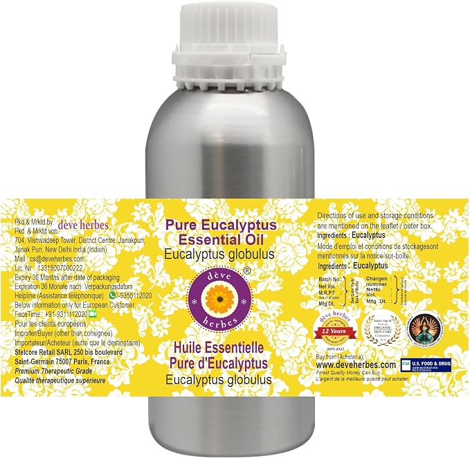dève herbes Pure Eucalyptus Essential Oil (Eucalyptus globulus) Steam Distilled 300ml (10 oz)