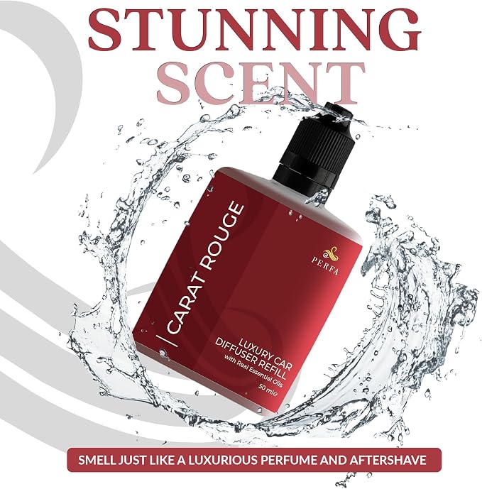 Inspired by Baraccart Car Freshener Scent For Women | Sweet Wood, White Floral, Clean Musk Scented Air Freshener | Long-Lasting Perfume Style Automotive Fragrance Oil Diffuser | Carat Rouge by Perfa