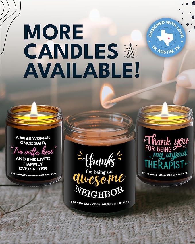 Neighbor Candle, Thoughtful Neighbor Gift Ideas, Best Thank You Gifts for Men and Women, Appreciation Gifts for Him or Her, Ideal Presents for Special Occasions, Birthday, Christmas, Gift-Ready