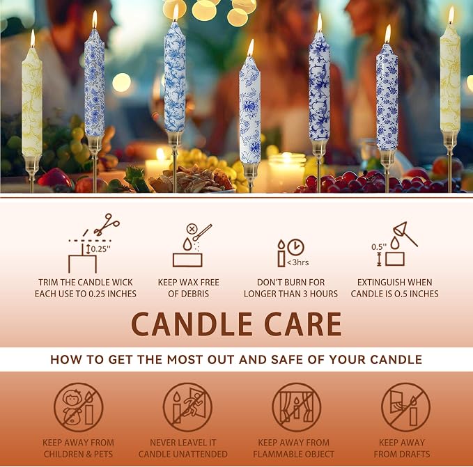 7 inch Short Candle Floral Candle Sticks Printed Candlestick Handmade Unscented Taper Candle 4 Pack Sunflower Tapered Candles for Home Dinner Wedding Holiday