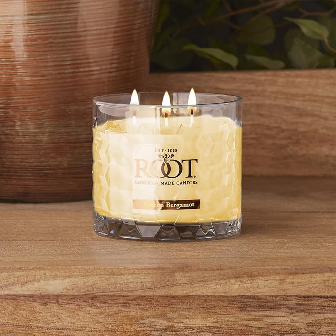 Root Candles Scented Candles Honeycomb Beeswax Blend Premium Handcrafted Candle, 12-Ounce 3-Wick, Citron & Bergamot
