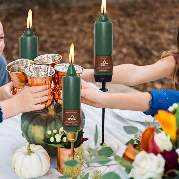 5 inch Short Candlesticks Dark Green Taper Candles 4 PCS for Dinner Household Wedding Party Home Décor Candles