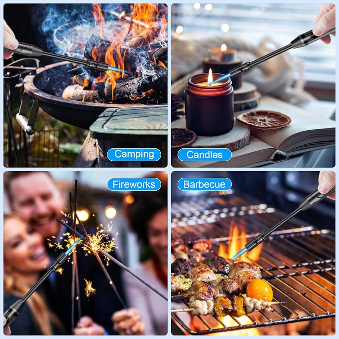 TOPKAY Torch Lighter Refillable Butane Lighter Long Flexible Neck Multipurpose Lighter for Candles Grill BBQ Fireplaces Kitchen Camping (No Prefilled)