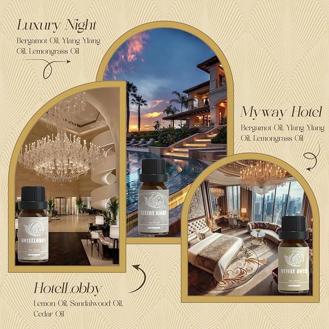 ARVIDSSON Hotel Diffuser Oils Gift Set - Hotel Essential Oils for Diffusers and Crafting - Inspired by the 5 Star Hotels Scent, Premium Fragrance Oil Blend Set, 6 x 10 mL, 0.34 fl oz