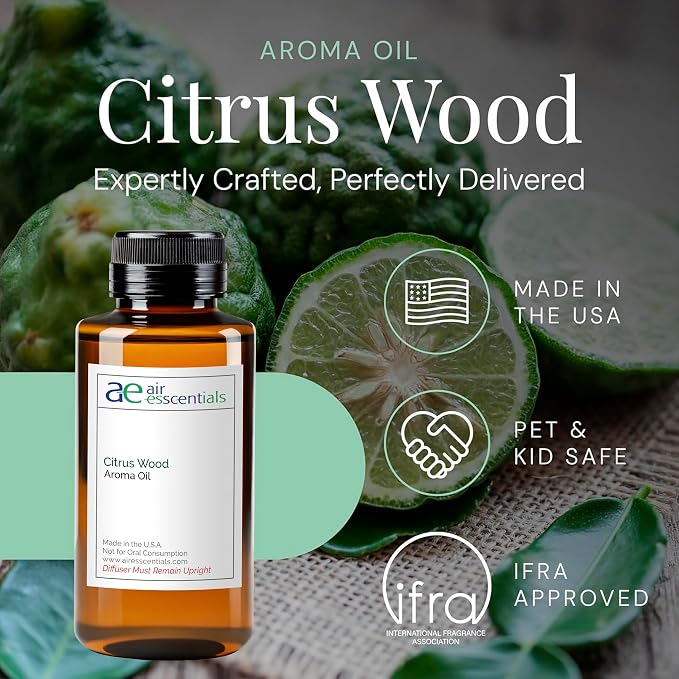 Citrus Wood Aroma Oil, Essential Oils Blend for Diffusers & Scent Machines, Fresh Bergamot & Green Apple, Aromatherapy, Cold Air Diffuser Compatible, 300 mL