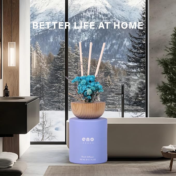 Reed Diffuser Set with Dried Flowers, 5.1 fl oz / 150ml, Morning Garden - Home Fragrance Diffuser with Sticks for Bathroom Shelf Decor, Bedroom, Office & Gift