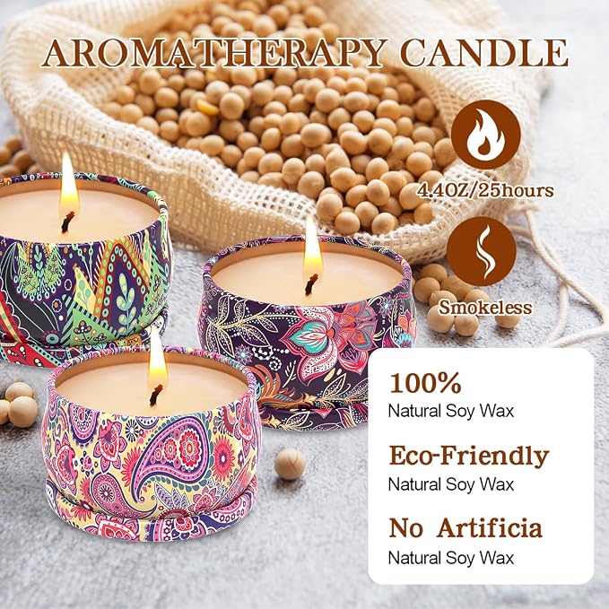 3 Pack Home Scented Candles - Strong Lavender, Vanilla & Rose Candle, 2.5 Oz, 100% Soy, Non-Toxic, Small Candle Set for Aromatherapy & Gifts, Baby Shower Prizes