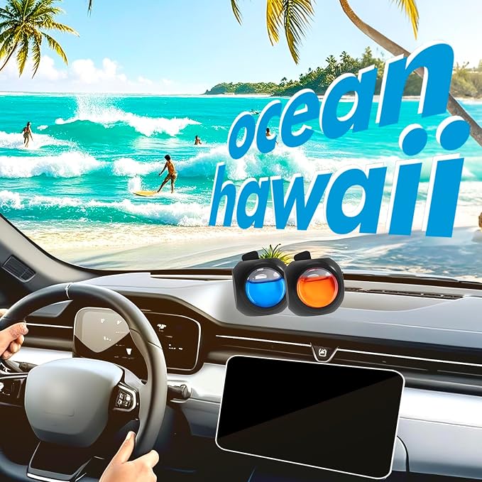 Car Air Freshener Vent Clips, 12 Pack, 6 Ocean, 6 Hawaiian, Provides Long-Lasting Scent, Up to 360 Days, Car Fresheners