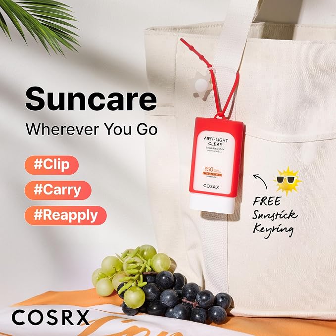 COSRX Vitamin E Sunscreen & Airy Light Sunscreen Stick with Free Keyring, Amazon Exclusive, Korean Sunscreen for Oily Skin, Beach Essentials, Summer Travel Essentials, Korean Skin Care Set