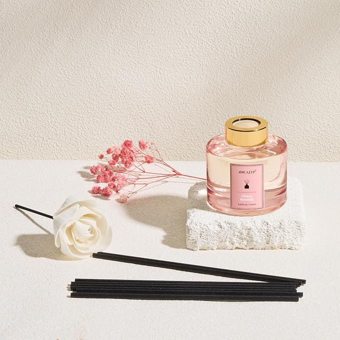 Airkeep Flower Reed Diffuser Set, Cherry Blossom Diffuser Set, 5.07 Fl.oz (150ml), Home Fragrance, Bathroom, Bedroom & Home Décor, Air Freshener