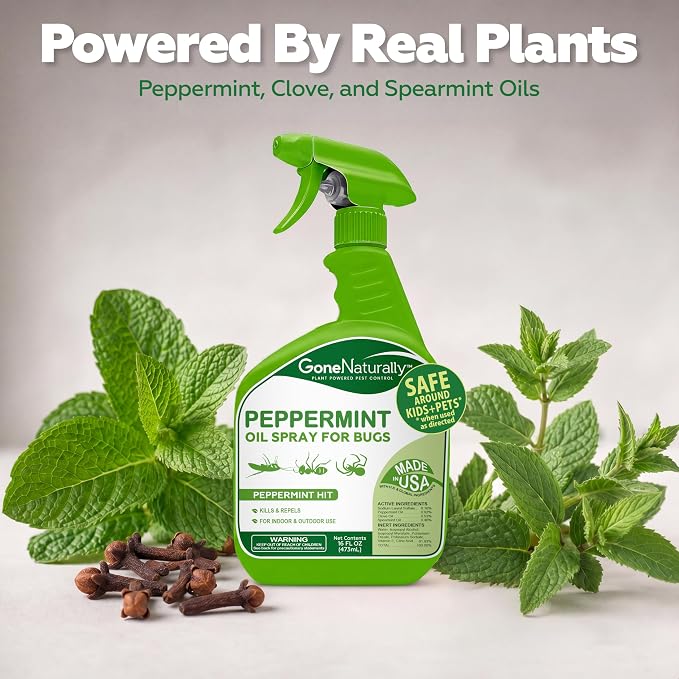 Peppermint Oil Spray for Bugs– Extra Strong Insect Repellent & Bug Spray for Home– Kills & Repels Ants, Roaches, Spiders & More– Safe Around Kids & Pets– Indoor & Outdoor Use (16oz)