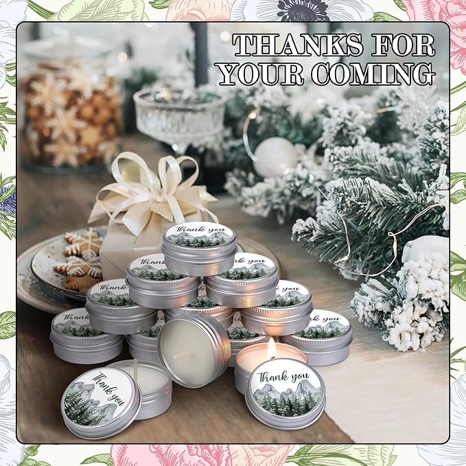 MTLEE 50 Pcs Woodland Wedding Candles Gift Favors for Guests 1 Oz Lavender Scented Soy Wax Aromatherapy Candle Favors for Bridal Shower Rustic Wedding Party Guests(Forest)