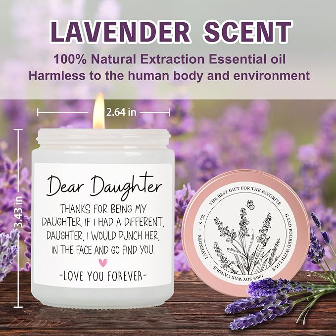 Funny Scented Candle Gift for Daughter from Mom Dad, Dear Daughter Candle, Best Daughters Stepdaughter Candles Gifts for Her Adult, Birthday, Graduation, Wedding, Thanksgiving, Christmas-78