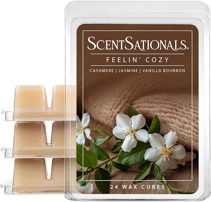Scentsationals Feelin' Cozy Scented Wax Melts - Cashmere, Jasmine, & Vanilla Bourbon, 10oz (24 Cubes)