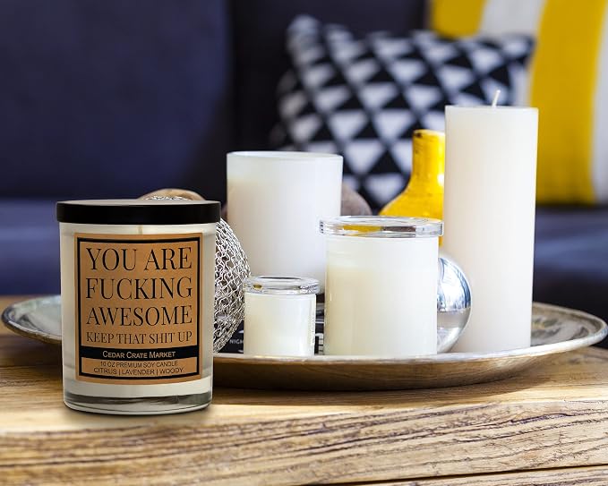 Best Friend, Gift for Women, Men - You are Awesome, Thank You Candle Gift for Her, Him, Inspirational Present for Coworker, Sister, Bestie, Funny Happy Birthday Candle,100% Soy Wax Handmade in the USA