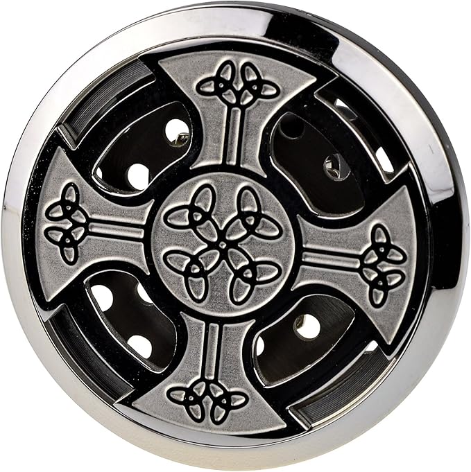 Wild Essentials Celtic Cross Essential Oil Car Vent Diffuser, Stainless Steel Locket Pendant With 12 Color Refill Pads, Customizable Color Changing Air Freshener for Aromatherapy