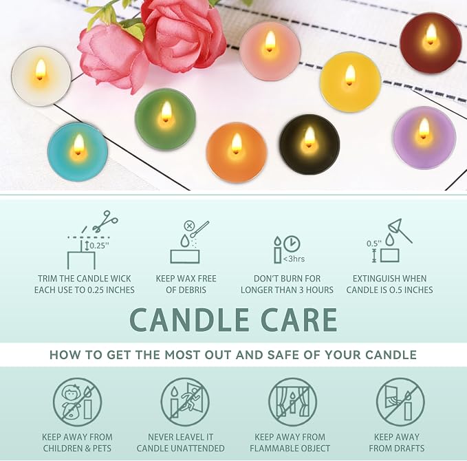 12 Pack Hand-Poured Dark Scented Tea Light Candles 5 Color Smokeless Small Round Tealight Candles for Relaxation Yoga Meditation Home Decor Romantic Dinners & Ambiance