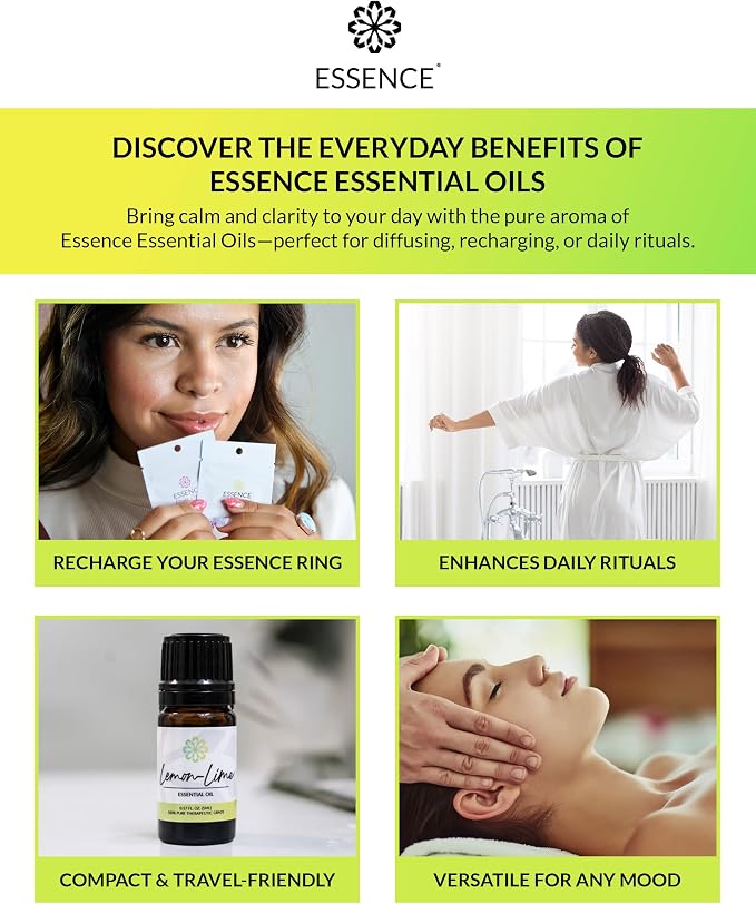Essence Lemon-Lime Essential Oil, 5 ml | Aromatherapy Oil for Diffusers & Personal Use | Natural Fragrance for Relaxation, Clarity & Wellness | Made in USA | Citrus Blend Scent
