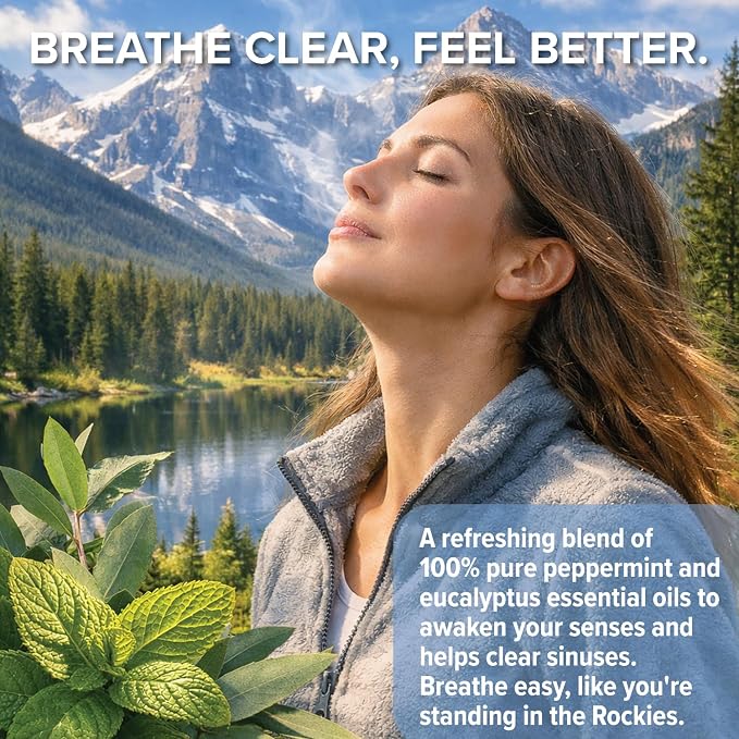 MOXE Breathe Shower Mist, Eucalyptus and Peppermint, Spa Steam Spray, Certified Natural 100% Essential Oils, Made in USA, Aromatherapy, Sinus Congestion Relief, Tension Relief, 4 Ounces (1 Pack)