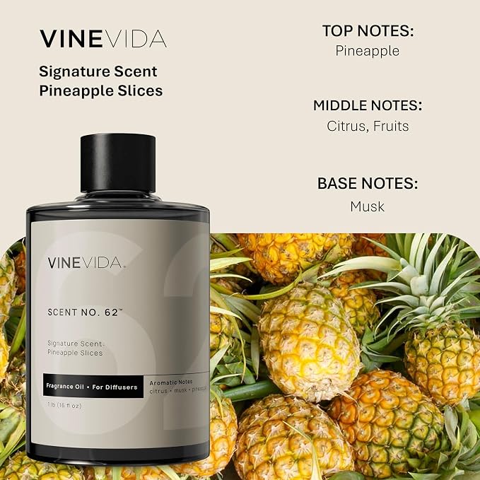 VINEVIDA [16 Fl Oz] Pineapple Slices Fragrance Oil for Cold Air Diffusers, Essential Oils for Diffuser Oil Refill & Air Freshener Room Spray