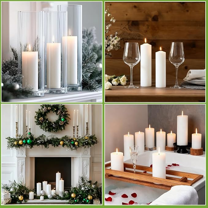 2.8x8 Inch 100 Hours White Pillar Candles, 6 Pack, Long Burning Unscented Tall Pillar Candles, Large Candle for Holiday Decor, Home Decor, Emergency and Events,Dripless & Smokeless