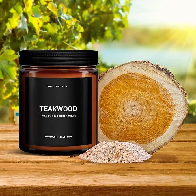 1OAK Scented Candles for Men - Teakwood Candle - Black Candle - Masculine Candles - Soy Wax, Long Burning Premium