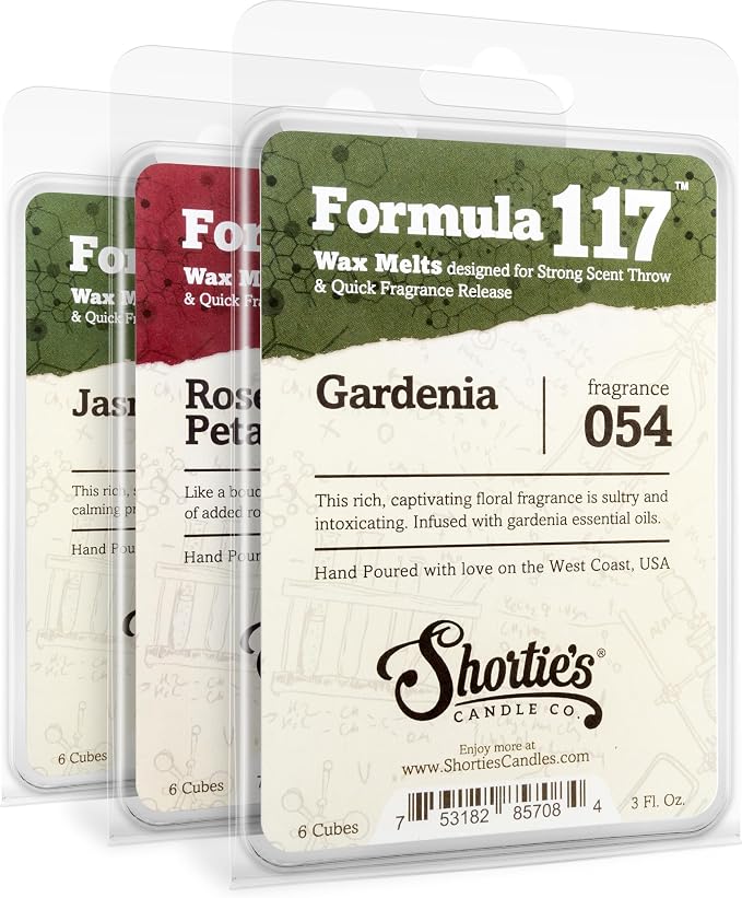 Shortie's Candle Company Floral Premium Wax Melts Variety 3 Pack - 9 Oz., Strong & Long Lasting, Non-Toxic - Made with Essential & Natural Oils - Formula 117