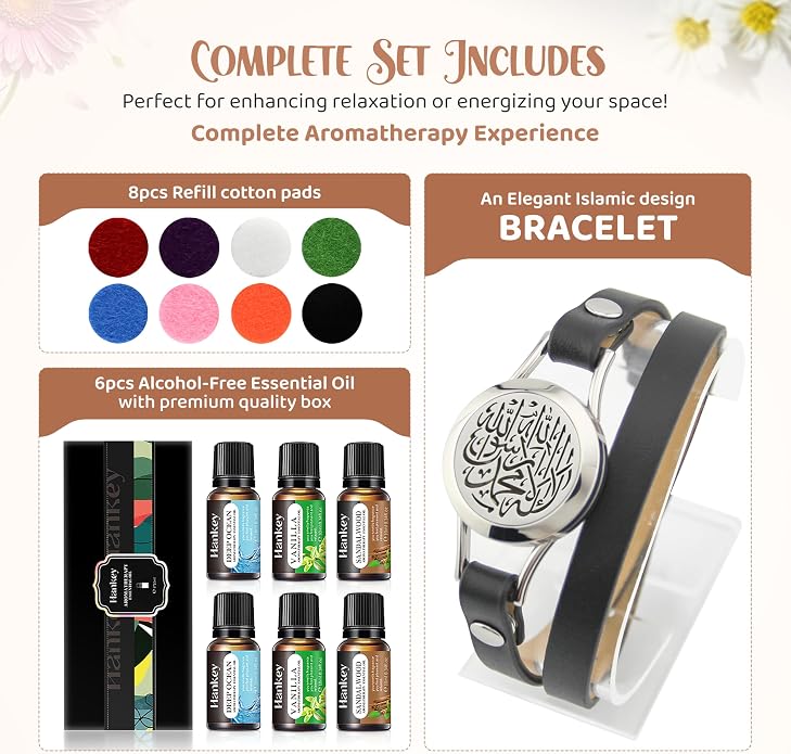 SHAHADA & Allah Bracelet AromatherapyOil Arabic Jewelry for Women–Perfect Ramadan & Islamic Gifts with Allah Pendant