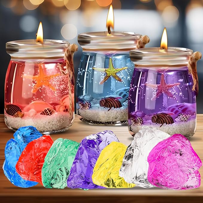 Blingfun Jelly Candle Making Kit,9pcs Gel Wax -7 Colors Candle Making kit，Includes Wax Wicks Wick Stickers，Wooden Wick Holders and More，DIY Starter Candle Making Kit 2.8LB/45oz