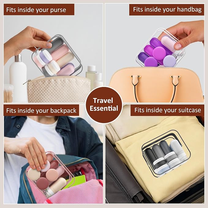 Quatish 15 Pack Travel Bottles for Toiletries, Original Patented, TSA Approved Travel Size Containers, Leak Proof Silicone Shampoo and Conditioner Bottles Women & Men, Airplane Essentials, Dusty Pink