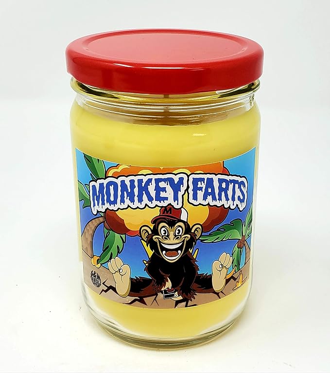 Monkey Farts Candle ~ All Natural Premium Soy Candles ~ 12oz Jars (Monkey Farts)
