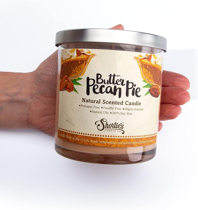 Butter Pecan Pie Scented Natural Soy Candle, Essential Fragrance Oils, 100% Soy, Phthalate & Paraben Free, Clean Burning, 9 Oz.