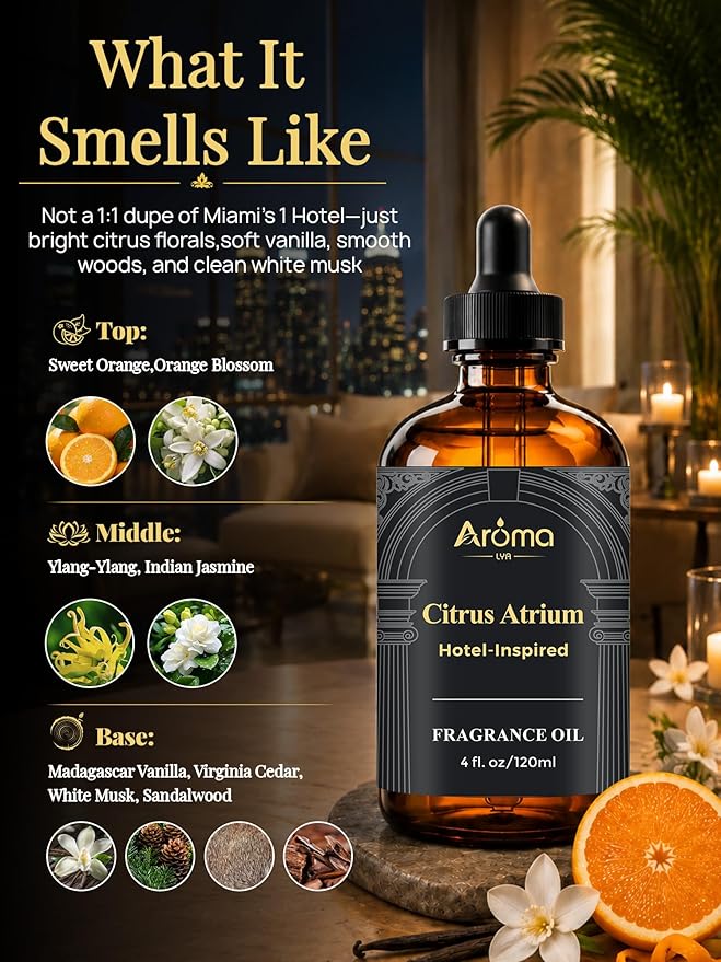 Citrus Atrium — A Hotel-Inspired Diffuser Oil, Inspired by The 1 Hotel Miami Scent - My Way Diffuser Oil Fragrance Oil for Ultrasonic and Waterless Diffusers and Crafting