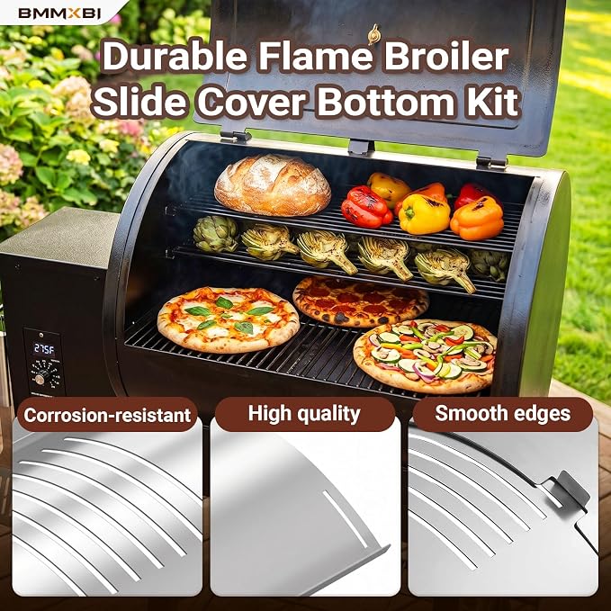 Flame Broiler Slide Cover Bottom Kit Replacement for Pit boss 340 & 440 Pellet Grill, Flame Broiler Kit for Pit Boss PB340 PB440 Tailgater PB440TG1 PB340TGW,PB440D Replacement Parts,76146&76145